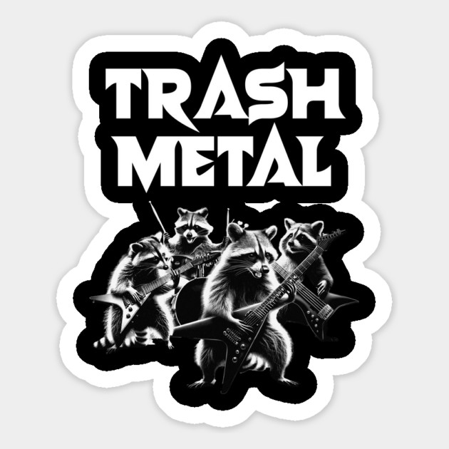Trash Metal T-Shirt: Raccoons Playing Heavy Metal Instruments Magnet by Designed By Marty