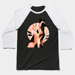 Geometric Floral Belgian Malinois Baseball T-Shirt