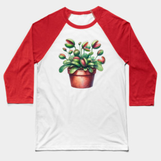 Venus Flytrap Watercolor Botanical Baseball T-Shirt