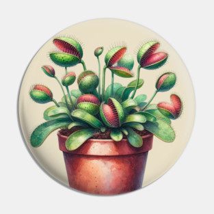 Venus Flytrap Watercolor Botanical Pin