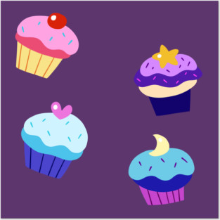 Four Cute Cupcakes Posters and Art