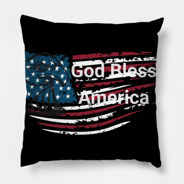 God Bless American Bald Eagle 4th of July Pillow by BirdsnStuff