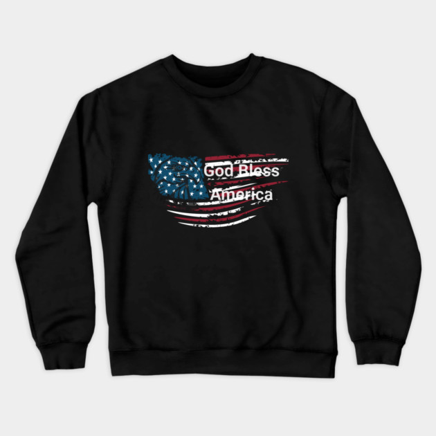 God Bless American Bald Eagle 4th of July Crewneck Sweatshirt by BirdsnStuff