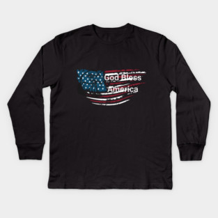 God Bless American Bald Eagle 4th of July Kids Long Sleeve T-Shirt