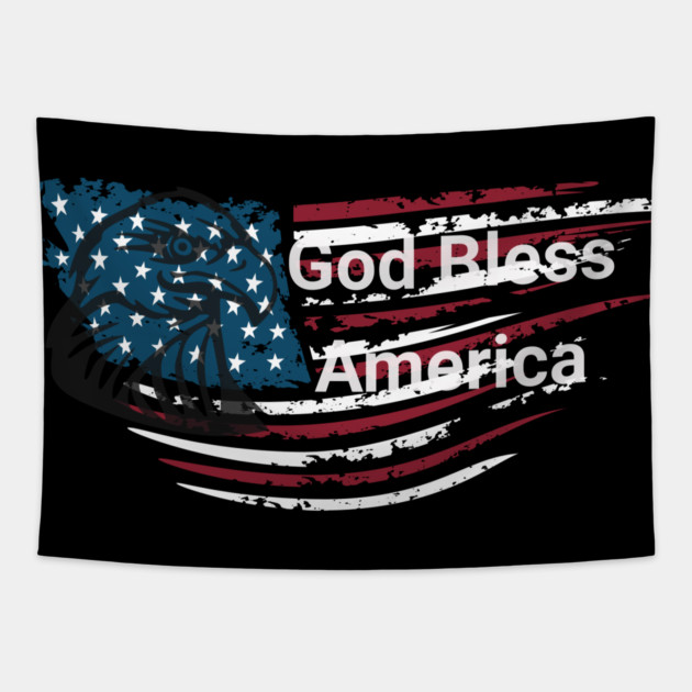 God Bless American Bald Eagle 4th of July Tapestry by BirdsnStuff