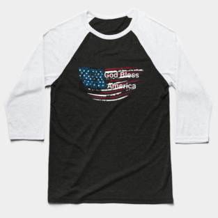 God Bless American Bald Eagle 4th of July Baseball T-Shirt