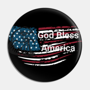 God Bless American Bald Eagle 4th of July Pin