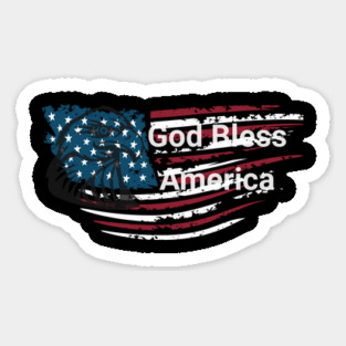 God Bless American Bald Eagle 4th of July Sticker