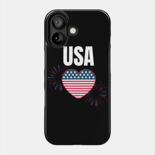 USA Heart Shape American Flag 4th of July Phone Case
