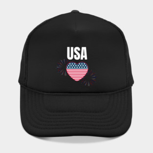 USA Heart Shape American Flag 4th of July Hat