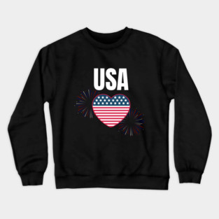 USA Heart Shape American Flag 4th of July Crewneck Sweatshirt
