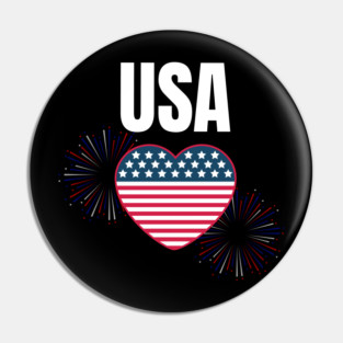 USA Heart Shape American Flag 4th of July Pin