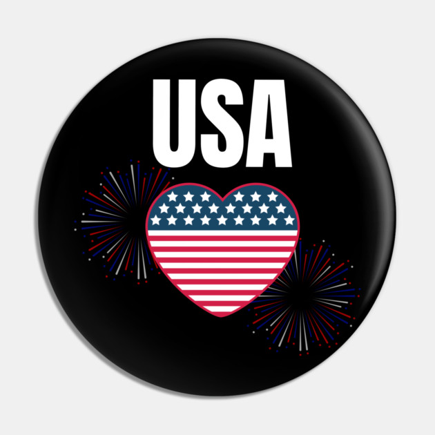 USA Heart Shape American Flag 4th of July Pin by BirdsnStuff