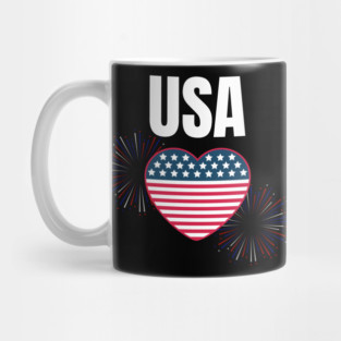 USA Heart Shape American Flag 4th of July Mug
