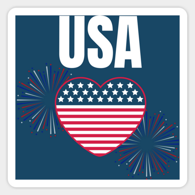 USA Heart Shape American Flag 4th of July Magnet by BirdsnStuff