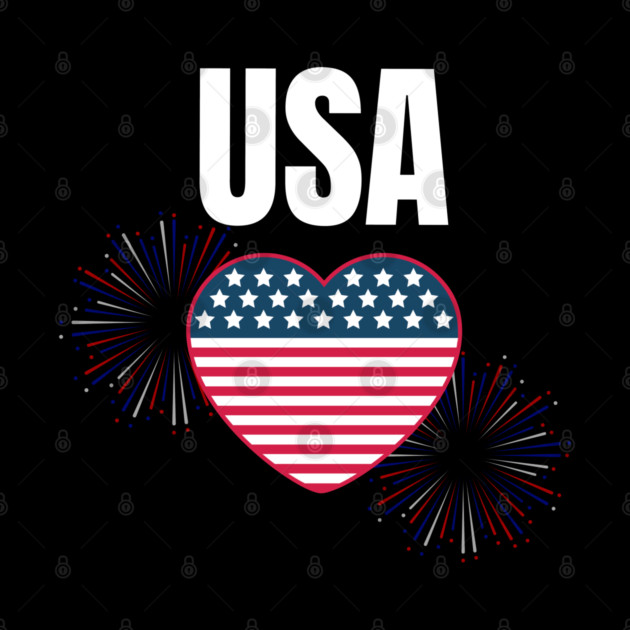 USA Heart Shape American Flag 4th of July by BirdsnStuff