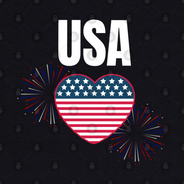 USA Heart Shape American Flag 4th of July by BirdsnStuff