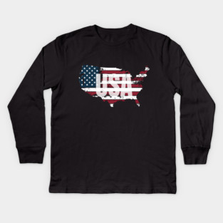 United States Red, White and Blue USA Kids Long Sleeve T-Shirt