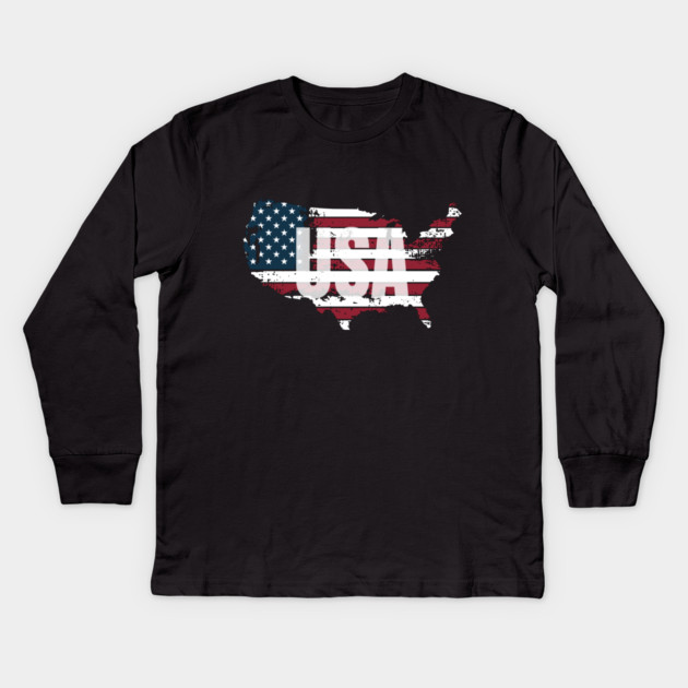 United States Red, White and Blue USA Kids Long Sleeve T-Shirt by BirdsnStuff