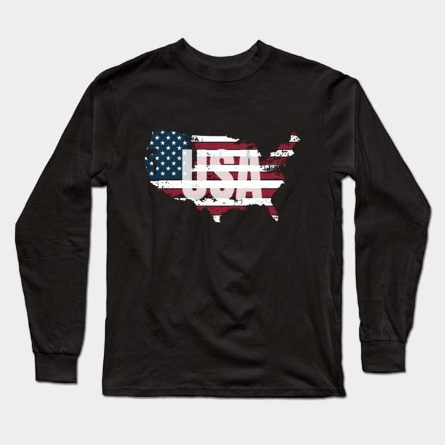 United States Red, White and Blue USA Long Sleeve T-Shirt by BirdsnStuff