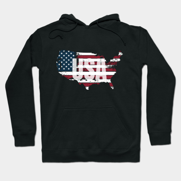 United States Red, White and Blue USA Hoodie by BirdsnStuff