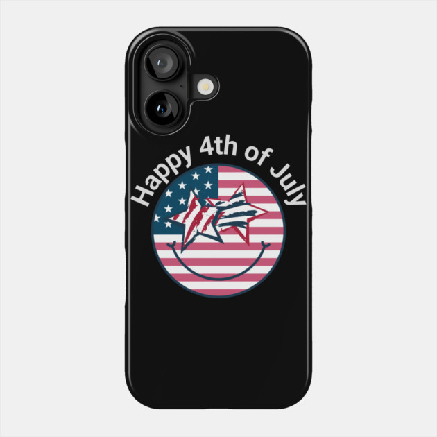 Happy 4th of July Happy Face Independence Day Phone Case by BirdsnStuff