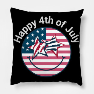 Happy 4th of July Happy Face Independence Day Pillow