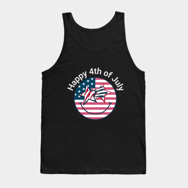 Happy 4th of July Happy Face Independence Day Tank Top by BirdsnStuff