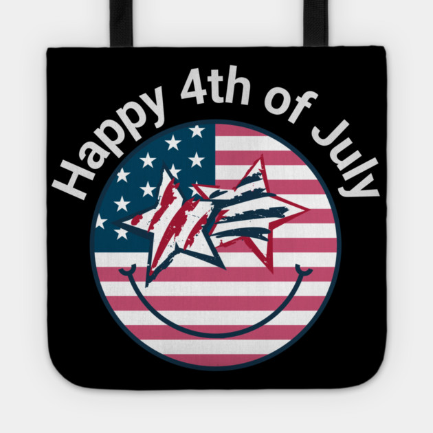 Happy 4th of July Happy Face Independence Day Tote by BirdsnStuff