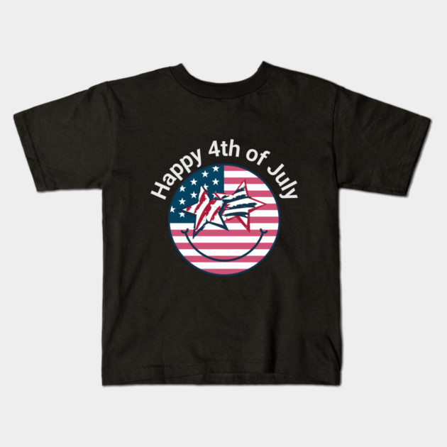 Happy 4th of July Happy Face Independence Day Kids T-Shirt by BirdsnStuff
