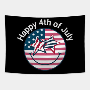 Happy 4th of July Happy Face Independence Day Tapestry