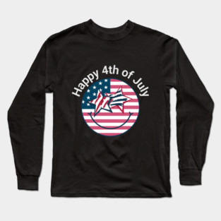 Happy 4th of July Happy Face Independence Day Long Sleeve T-Shirt