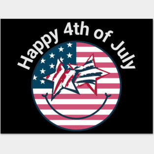 Happy 4th of July Happy Face Independence Day Posters and Art