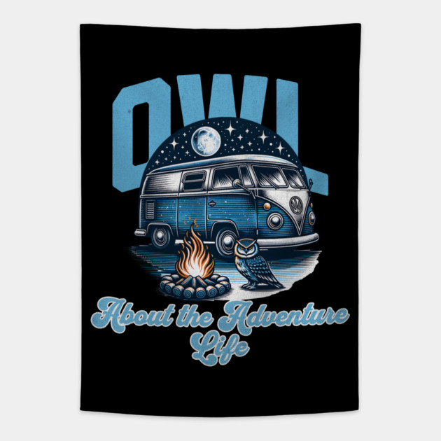Owl about the Adventure Life Tapestry by BirdsnStuff