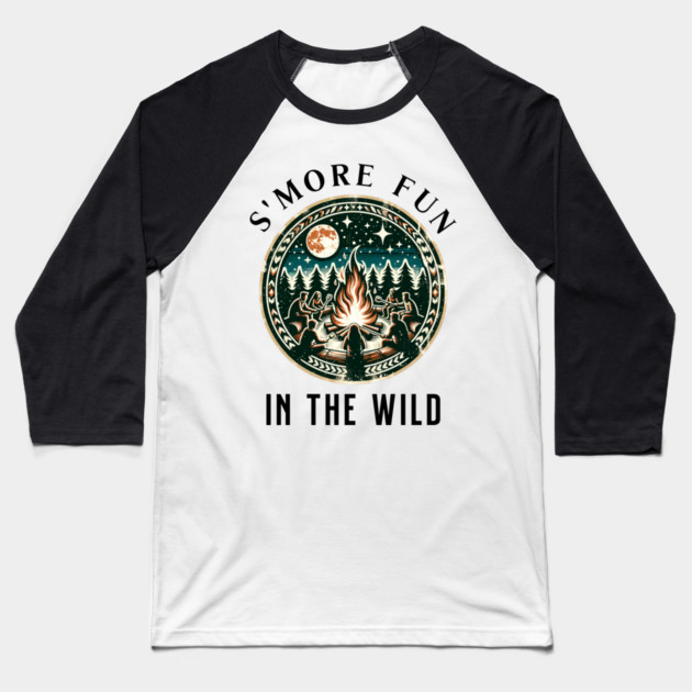 S'More Fun in the Wild Summer text design Baseball T-Shirt by BirdsnStuff