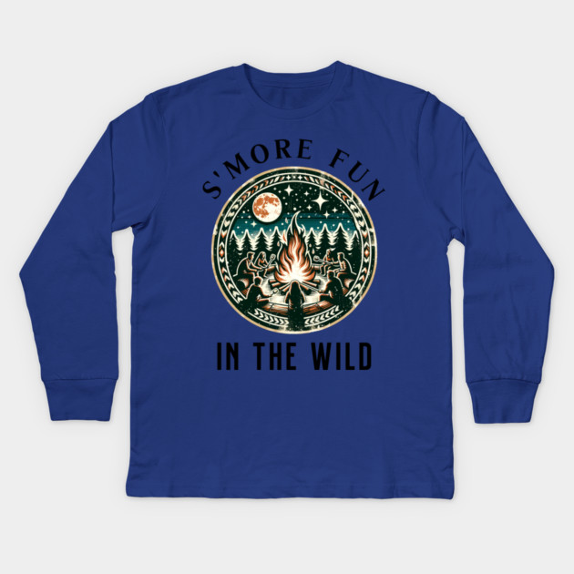 S'More Fun in the Wild Summer text design Kids Long Sleeve T-Shirt by BirdsnStuff