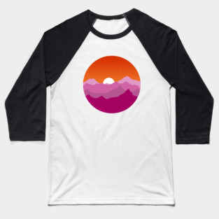 Subtle Lesbian Pride Flag Mountain Landscape Baseball T-Shirt