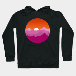 Subtle Lesbian Pride Flag Mountain Landscape Hoodie