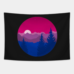 Subtle Bisexual Pride Flag Mountainscape Tapestry