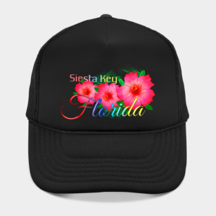 Siesta Key Florida Tropical Flowers Family Vacation Hat