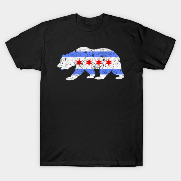 Chicago City Flag Bear T-Shirt by Radiant Aura 