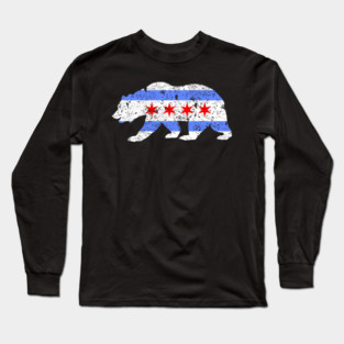 Chicago City Flag Bear Long Sleeve T-Shirt