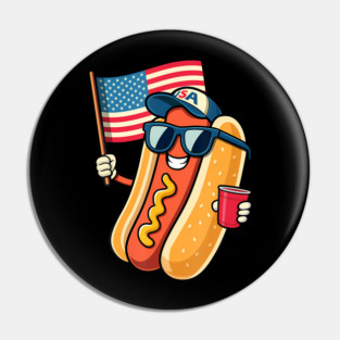 4Th Of July Hotdog Funny Fourth Of July Patriotic Usa Flag Pin