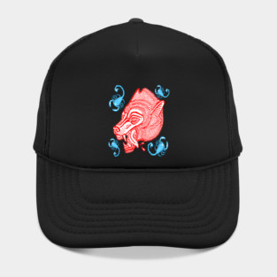 Medieval Snarling Wolf Head with Scorpions tattoo art Hat