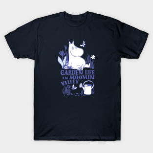 Moomin Garden Life Nature Scene Blue Print T-Shirt