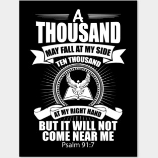 Psalm 91:7 Christian Gift Posters and Art