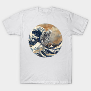 Surf Monster Cyborg Hokusai Great Wave Rider T-Shirt