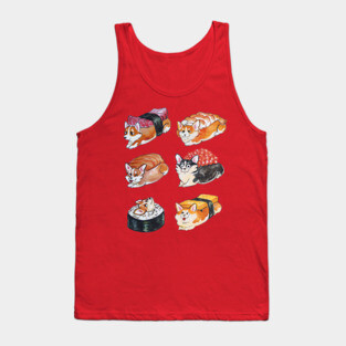 Sushi Corgi Watercolor Tank Top