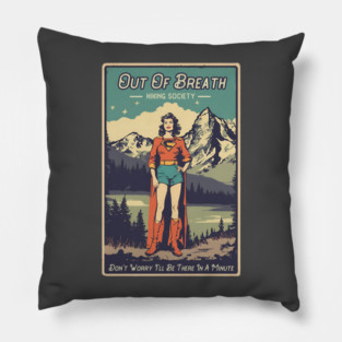 Funny Hiking Mom Women Hiking Quotes Vintage Girl with Superpower of Hiking Pillow