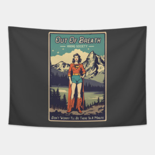 Funny Hiking Mom Women Hiking Quotes Vintage Girl with Superpower of Hiking Tapestry